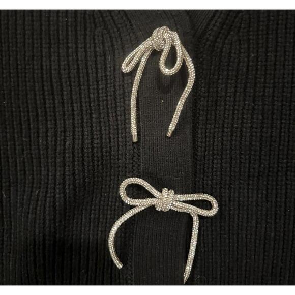 NWOT French Connection Black Babysoft Bow Embellished Sweater sz M - Picture 3 of 7